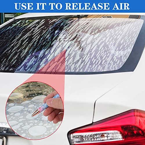 Grevosea Air Release Weeding Tool Vinyl Weeding Pin Pen Glitter Weeding Pen Retractable Weeding Pen Tool for Vinyl with 1 Felt Squeegee and 2 Pcs Refills, for DIY Craft Vinyl Tool