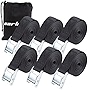 Cartman 1' x 12' Lashing Straps Cargo Tie-Down Strap Up to 600lbs, 6pk in Carry Bag, Black