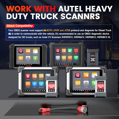 Autel Original OBD to Green Type2 9 Pin J1939 and 6 Pin J1708 Split Y Cable for Diesel Truck Diagnostics, 9Pin and 6Pin Male to 16Pin OBDII Female Splitter Adapter, OBD to OBD2 16 Pin Diagnostic Tool - Image 7
