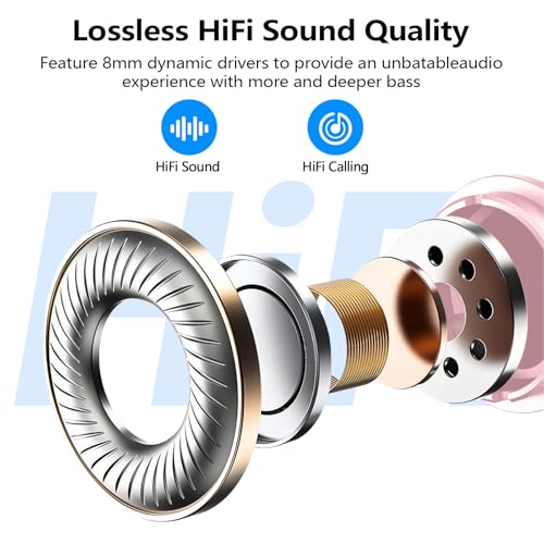 Image of kurdene Wireless Earbuds Bluetooth 5.3 Light Weight in Ear Headphones | Premium Sound Bass Ear buds with Charging Case,Touch Control,Built in Mics Headset,Clear Calls for Sports Workout Pink
