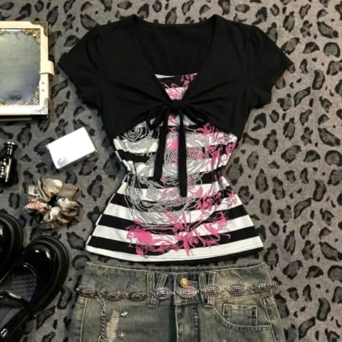 Image of Kawaii Cutecore Harajuku Vintage Y2k 2000s Tops Summer Goth Emo Alt Short Sleeve Graphic Tee