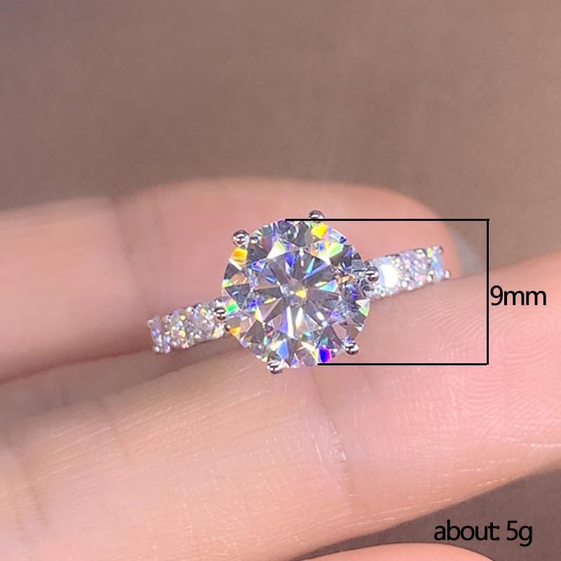Gixaxak Classic Halo Solitaire Engagement Rings for Women Halo Ring Promise Rings for her Sterling Silver Plated with 14K White Gold Rings for Women Clarity Moissanite 9 - Image 2