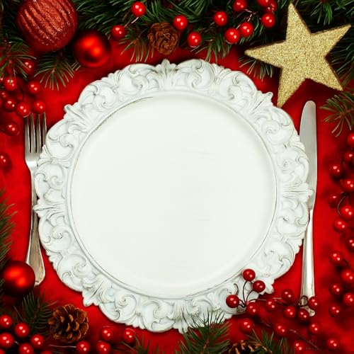 Set de 12 platos cargadores acrílicos blancos de 13 pulgadas miniatura 2