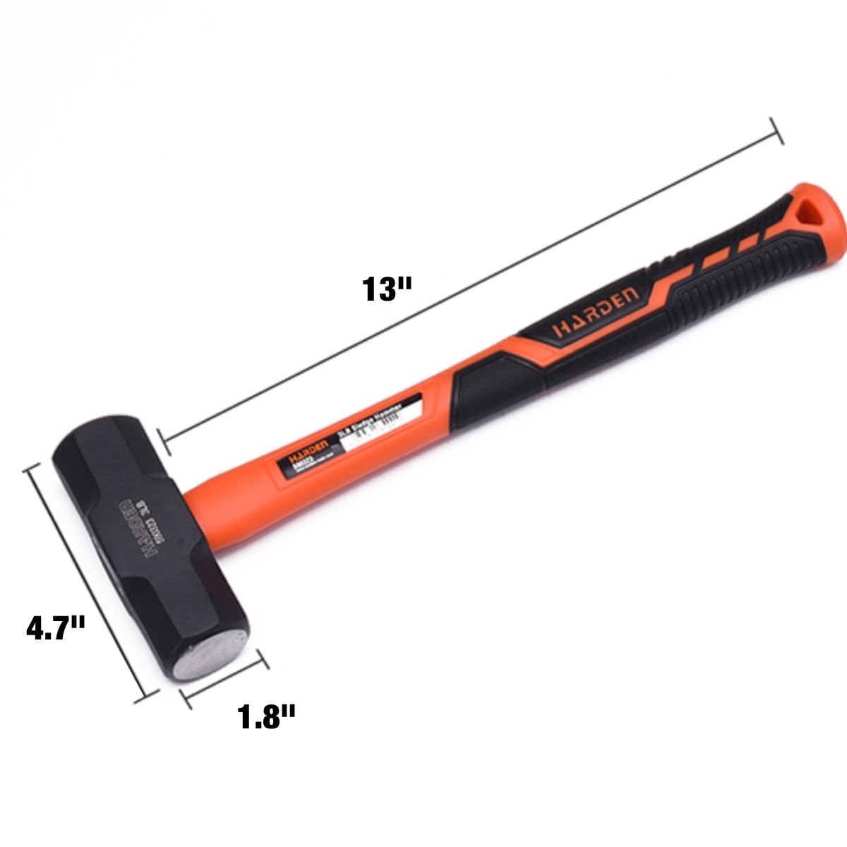 Edward Tools Sure Strike - Martillo de trineo de 3 libras - Cabeza de acero forjado resistente con mango de fibra de vidrio resistente a los golpes - Mango de agarre Ergo - Martillo de grieta/martillo