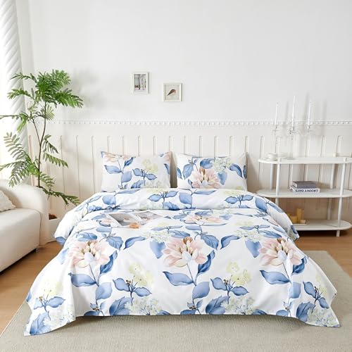 Juego de Sábanas 4 Piezas 180x190/200 cm, Sabanas Cama 180 Microfibra Cepillada Impresión,Sábanas Bajera Ajustable, Sabana Encimera Cama y 2 Funda de Almohada 50x80, Orquídea Canción de la Flor