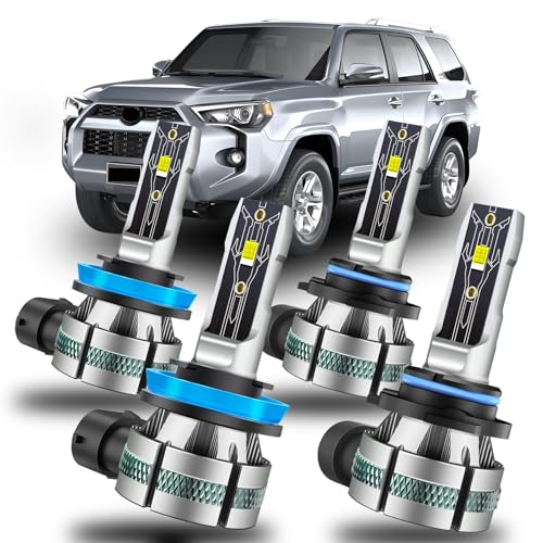 Saburcum Lights Fits for 2007-2020 Toyota 4Runner High Low Beam or Fog Light Bulbs Combo, 6000K White 40000LM Super Bright Bulb, Pack of 4