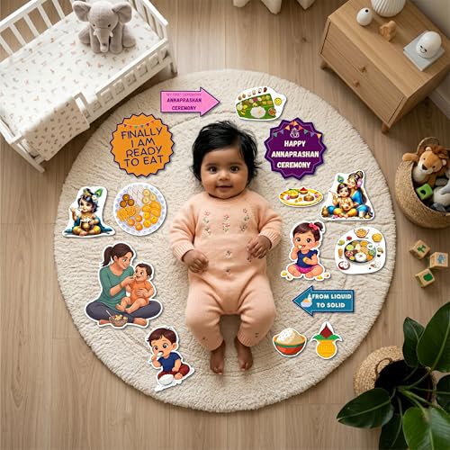 Image of 20+ Pcs Theme Photo Booth Cards /Props for Kids, New Born, 20+ Pcs Props for Photoshoot Celebrations Decorations Cardstock (Annaprashan)