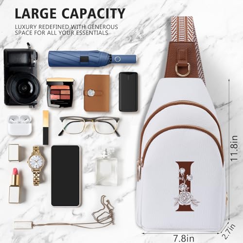 Crossbody Bag for Women Leather Sling Bags with Initial Letter Fanny Pack Chest Bag for Travel, Gift for Mom Wife3