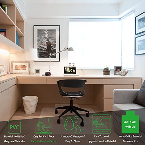 100pointONE Office Chair Mat for Hardwood Floor - Transparent Chair Mat Protector for Hard Floors (48'' x 30'' with Lip) - Thumbnail 3