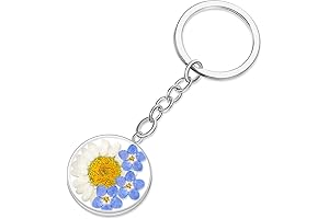 Cute Keychains for Women- Pressed Flower Keychains,Alaska Flower Keychain