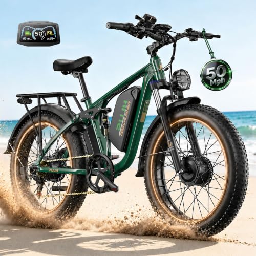 PUJH 9000W 50MPH Dual Motor E-Bike Up to 100Mi 60V 26" Fat Tire PU366Pro image 2