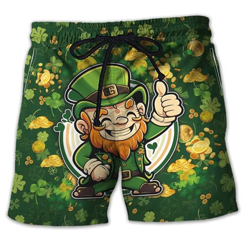 V-DECORPARKS St. Patrick's Day Men's Swim Trunks - Cow Lovers Hawaiian Shorts for Men, Men's Summer Bathing Shorts Set 12 - Main Image