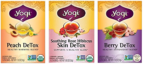 Yogi Tea - Natural Cleansing Teas Variety - Peach, Rose Hibiscus, Berry - 16 Tea Bags in Each Box (Pack of 3)