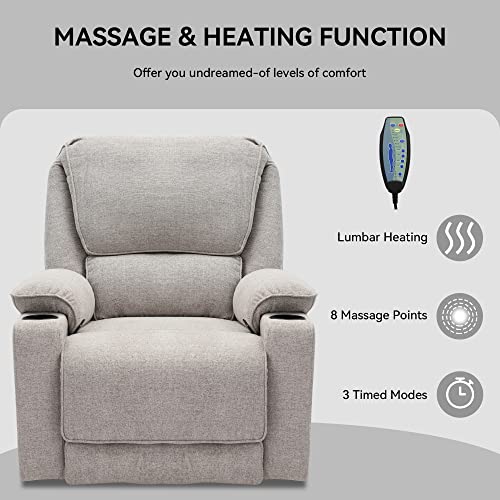 Yoconyo Swivel Rocker Recliner With Massage And Heated Functions, Living Room Chair With Remote Control, Two Cup Holders (Light Gray) #TOP4