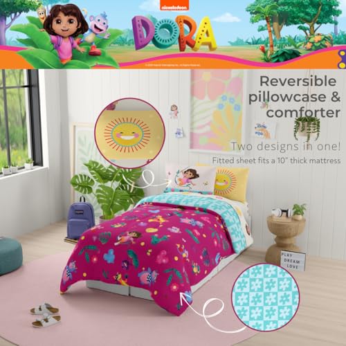 image for Dora The Explorer Kids Bedding Set Super Soft & Cozy Reversible Microf