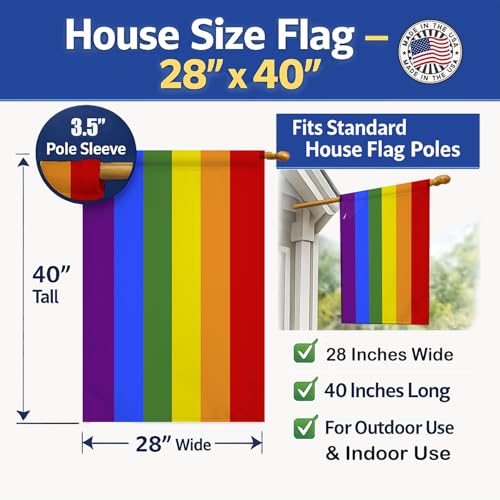 Drapeau Gay Pride extérieur grand format 28x40 toile polyester - 4