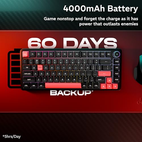daWg Highkey 718 75% Wireless Mechanical Keyboard, Red Black+Red - Image 5