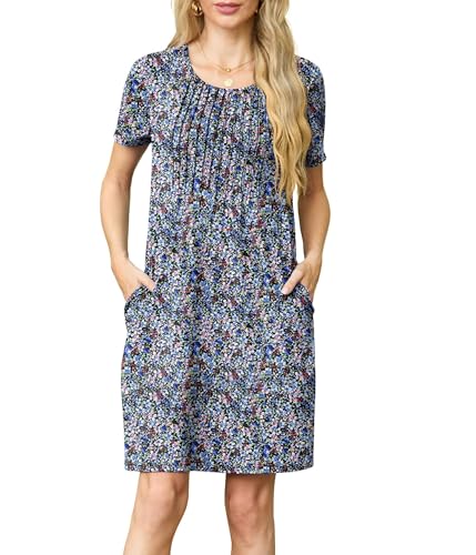 Robe à manches courtes et col rond dotée d'une poche latérale - 4