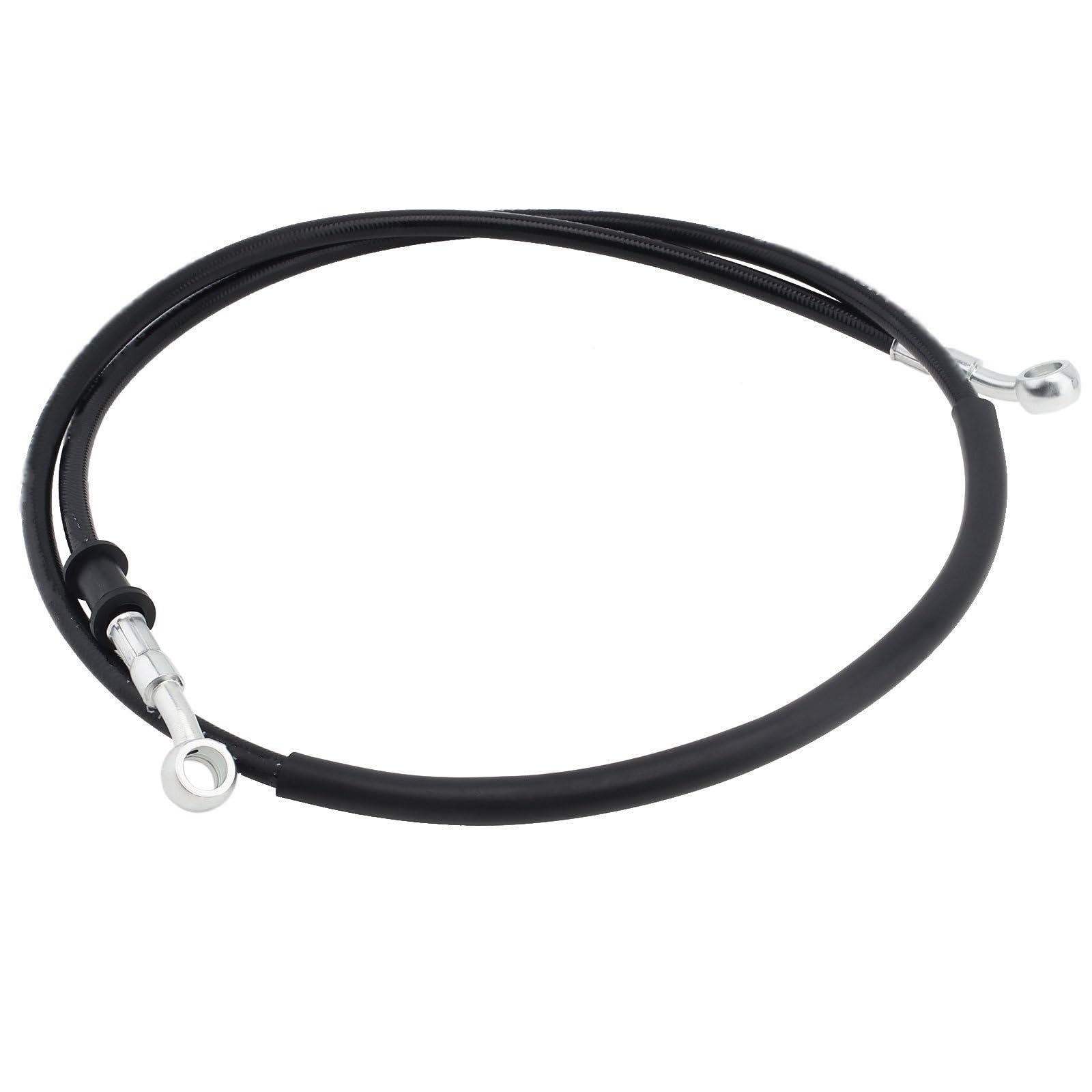 Ksxzw Black- Silver Motorbike Part 120Cm Motorcycle Braided Brake Hose Line Steel Cable Hydraulic Pipe For Universal Motorbike(Black- Silver)