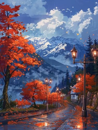Peinture numéro adulte arbre 100x130cm grande toile rue DIY avec pinceaux acryliques