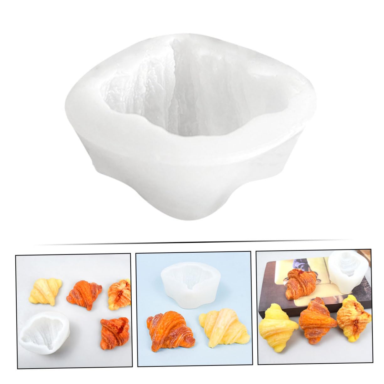 LIFKOME 5 Pièces Moule Silicone Croissant pour Bougies Parfumées Moule DIY Silicone Antiadhésif pour Décorations Fondant