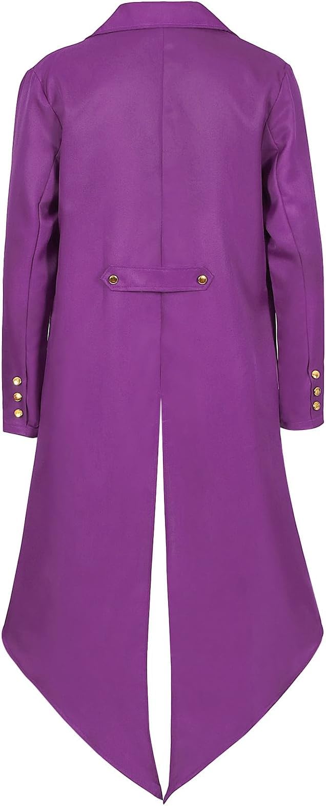 YQVGFBY Men's Gothic Steampunk Tailcoat Men,Medieval Victorian Vintage Jacket Uniform Long Tuxedo,Renaissance Pirate Vampire Party Cosplay Costumes for Adults Men (Purple - Image 3
