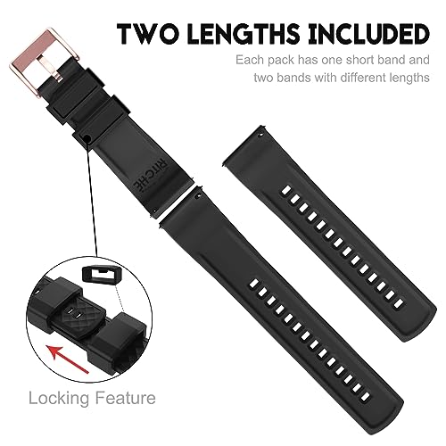 Image of Ritche Christmas Gift Silicone Watch Bands 18mm 20mm 22mm 24mm Quick Release Rubber Watch Bands for Men, White Elephant Gifts, Stocking Stuffers For Men