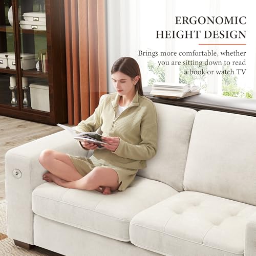 Image of Ihanherry Modern Sofa Living Room Loveseat with USB /Type-C Charging Port, Comfy 2-Seats Chenille Recliner Sofa for Small Space, Removable Medium Firm Sofa Cushion, (70inch, Beige)