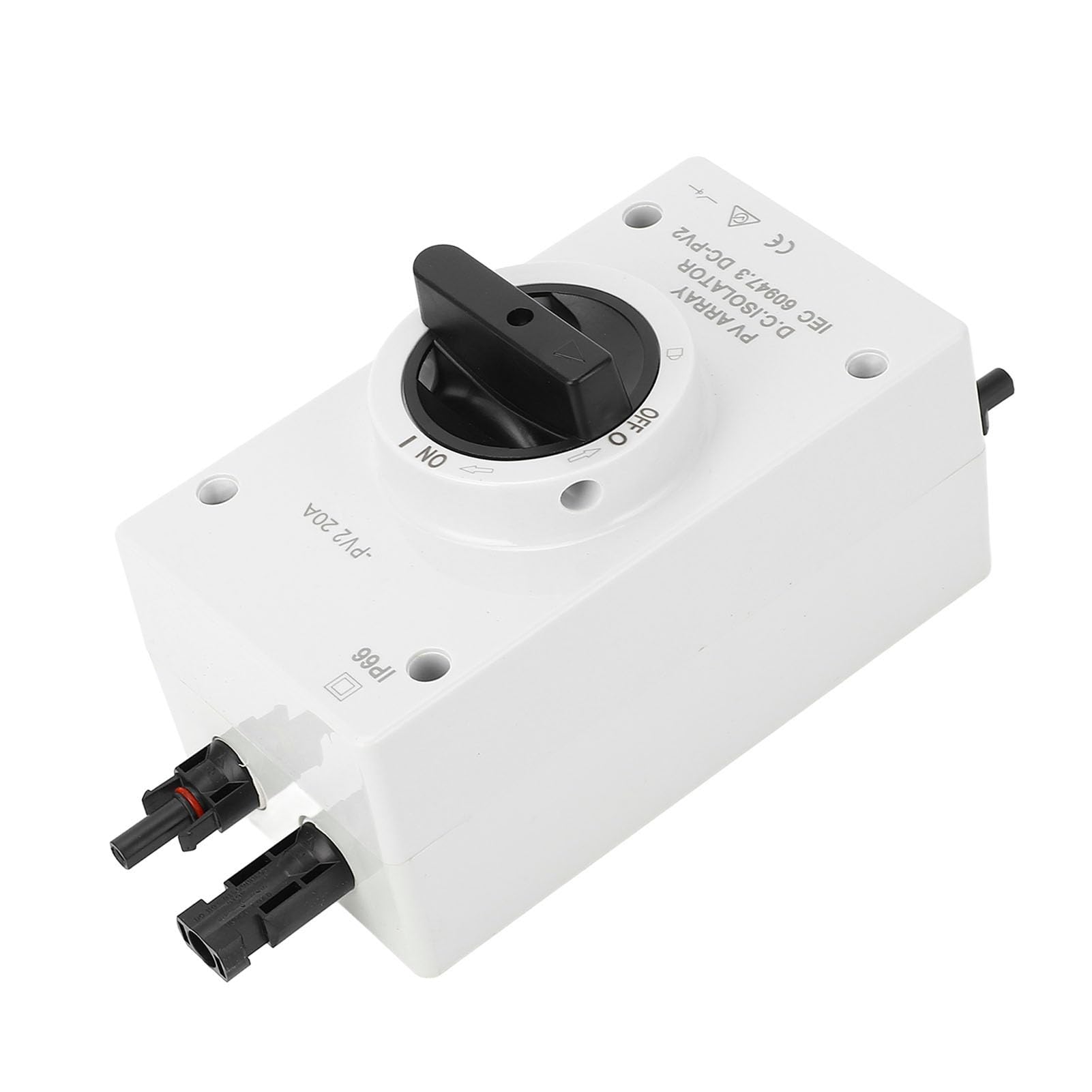 Interruptor de Desconexión de Panel Solar DC1000V IP66 Interruptor Aislador de CC Impermeable para Sistemas Solares Fotovoltaicos Diseño Compacto con Orificio de Bloqueo para (20A)