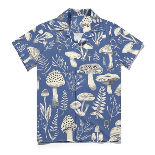 TiwBski Funny Mushroom Graphic Button Down Shirt for Men Short Sleeve Colorful Beach Shirt Hawaiian Shirts2