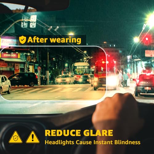 TJUTR Night Vision Glasses for Women Men, Headlight Glasses for Driving at Nighttime Glare Cut Enhance Vision Yellow Lens2