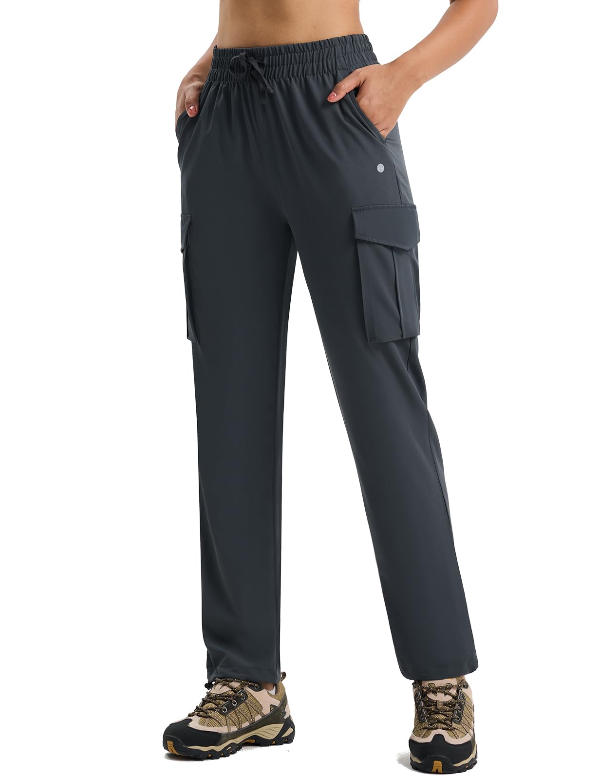 Emlovm Women's Hiking Pants Lightweight Cargo Quick Dry Water Resistant UPF50+ Travel Outdoor Work Pants Safari Pockets