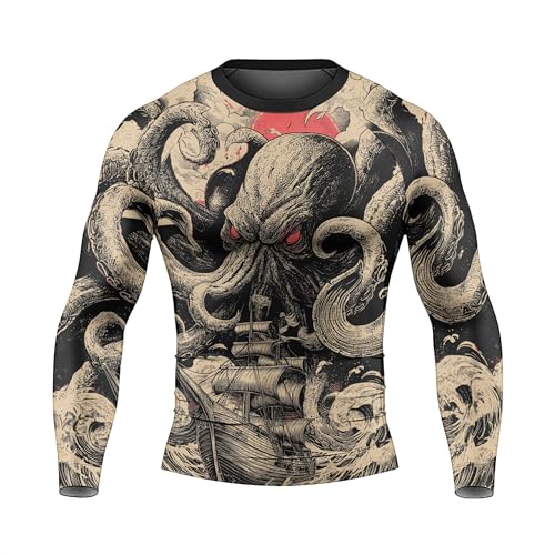 Octopus Men's Rash Guard Long Sleeve BJJ Rashguard for Men Jiu Jitsu Rash Guard Tight Compression Shirt2