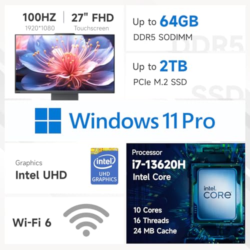 Image of Lenovo ThinkCentre Neo 50a All-in-One Business Desktop, 27 inch FHD 100Hz Touchscreen, Intel Core i7-13620H, 32GB DDR5, 1TB SSD, Webcam, HDMI, Wi-Fi 6, Wired KB & M, Win 11 Pro, Adata Flash Drive Bundle