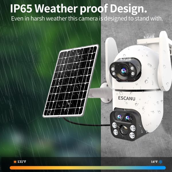 Miniatura 9 de Cámara de seguridad inalámbrica de tres lentes para exteriores, cámaras de visión 2K de 360 para seguridad del hogar, cámara solar alimentada por