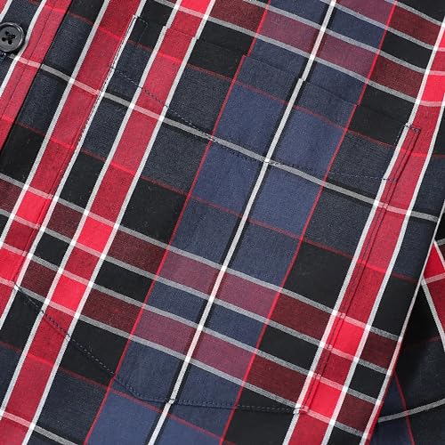 Image of Dubinik Mens Short Sleeve Button Down Shirts Soft Breathable Summer Vintage Regular Fit Lightweight Men's Casual Shirt