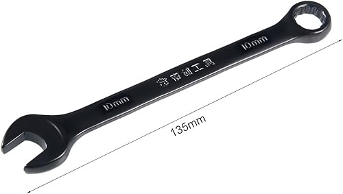 Miniatura 2 de uxcell Llave combinada métrica de extremo abierto de 0.394 in y 12 puntos, revestimiento de electroforesis negra, Cr-V