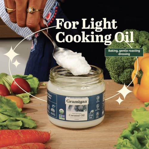 Image of Gramiyaa Cold Pressed Virgin Coconut Oil 250 Ml | Chemical-free, Zero Trans-fat Cooking Oil | Unrefined