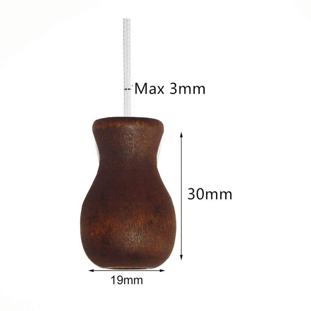 12pcs Brown Wood Tassel for Window Blinds White Cord Knobs Wooden Hanging Ball Pulls for Curtain Craft