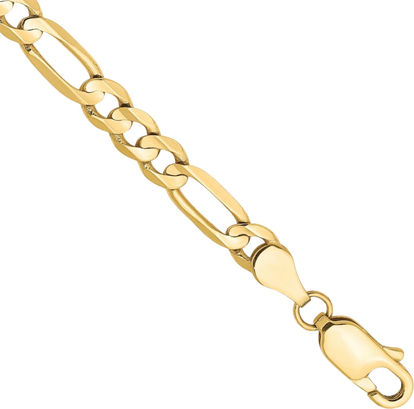 IceCarats 10K Solid Yellow Gold Concave 4.5mm Thick Figaro Chain Link Bracelet Polished