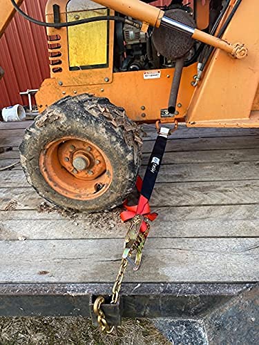 Rytash Car Tie Down Straps For Trailers - Tire Straps With Chain Anchors - 4 Pack -Heavy Duty Ratchet Straps - Industrial Grade - 2" X 96" - Compatible With Car, Trucks, Suv, Utv, Atv - 3300 Lb Load #TOP6