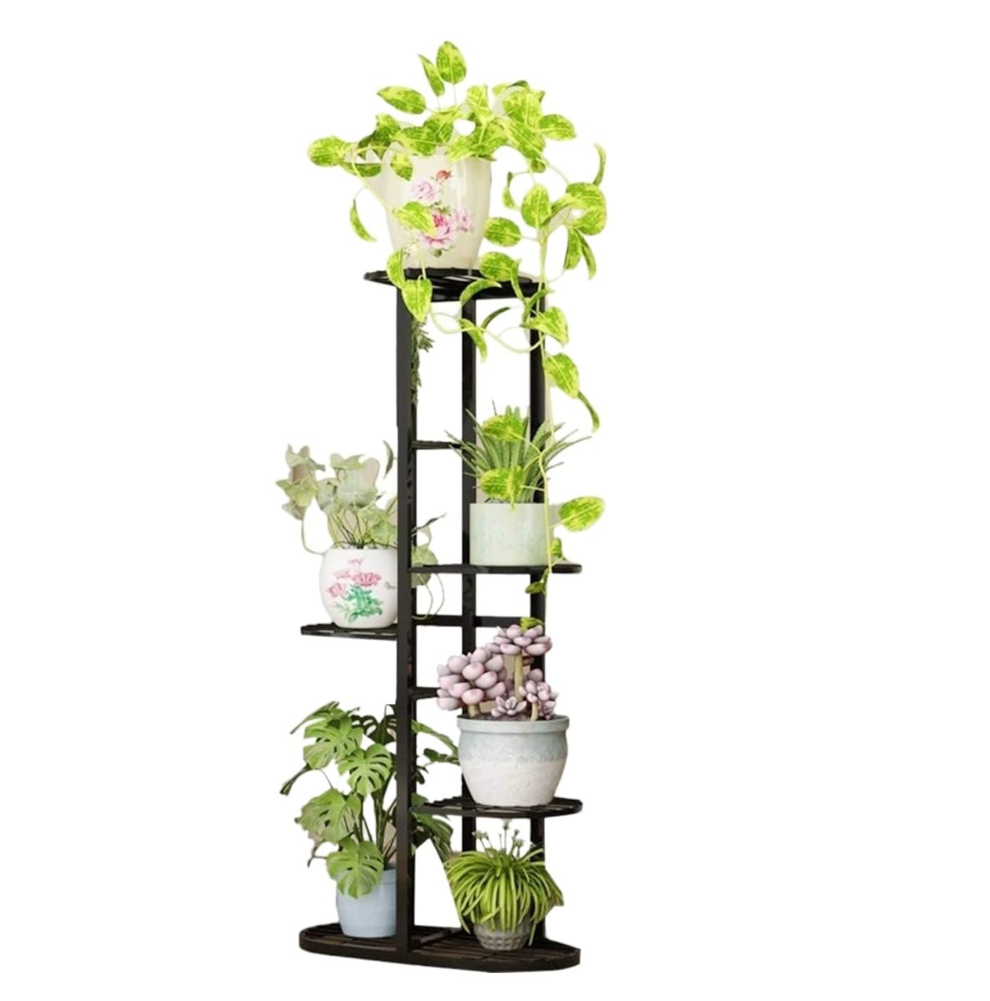 Lpmengs-EU Plant Stand Shelves Flower Holder Metal 5 Tier Pot Indoor Decoration Display Shelf Rack(Nero1Pcs)
