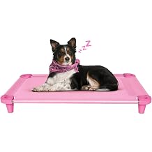 Acrimet Cooling Elevated Pet Dog Bed Cot, Washable and Breathable Mesh Fabric, Stainless Steel Frame, Indoor & Outdoor Use, fits Dogs up to 49 Kg Size 102cm x 61cm x 11cm, Pink, 1 Unit