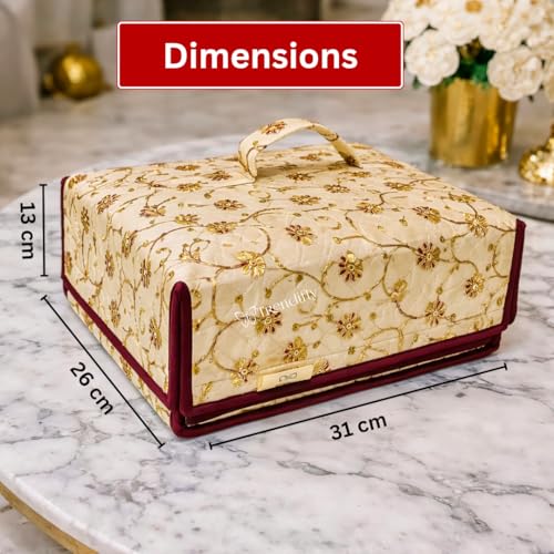 Image of Trendifly Royal Flower Design Jewellery Organiser bag | Travel Makeup Cosmetic Jewelry Storage organizer box for Bridal women Earrings Bracelet Necklace (Brown Tikki)