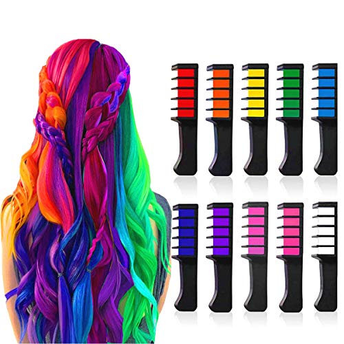Chnaivy Hair Chalk for Girls, Temporary Bright Hair Chalk Comb Washable Hair Dye New Year Gifts for Girls Kids Party, Cosplay, Christmas and DIY, 10 Colors