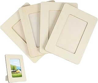 NOLITOY 4pcs Unfinished Wooden Picture Frames for Diy Crafts: Standing Wooden Photo Frame for Painting Wedding Birthday