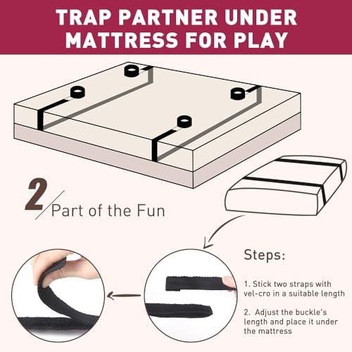 Image of Sex Bondage BDSM Bed Restraints, Couples Sex Toys 75'' Bondage Sex Straps Restraints Set Adjustable with Handcuffs Blindfold Tickler, BDSM Kit Couple Adult Toy