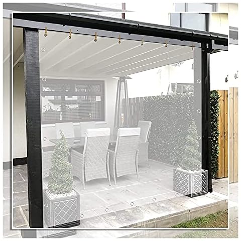 AMDHZ Tarpaulin Waterproof Heavy Duty Thermal Insulation Transparent Tarp Sheet 0.5mm Waterproof Grommets Outdoor PVC Curtains, for Outdoor Furniture, Porches, Pergola Cover