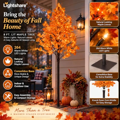 Lightshare 8FT Lighted Maple Tree, 264 Warm White LED Lights, Fall Decor by LIGHTSHARE - Used condition - Image 3