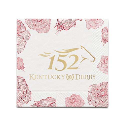 Kentucky Derby 152nd Beverage Napkins 152nd 2026 Derby Decorations - Pack of 16 by Westrick: These napkins measure 6.75 x 6.6
